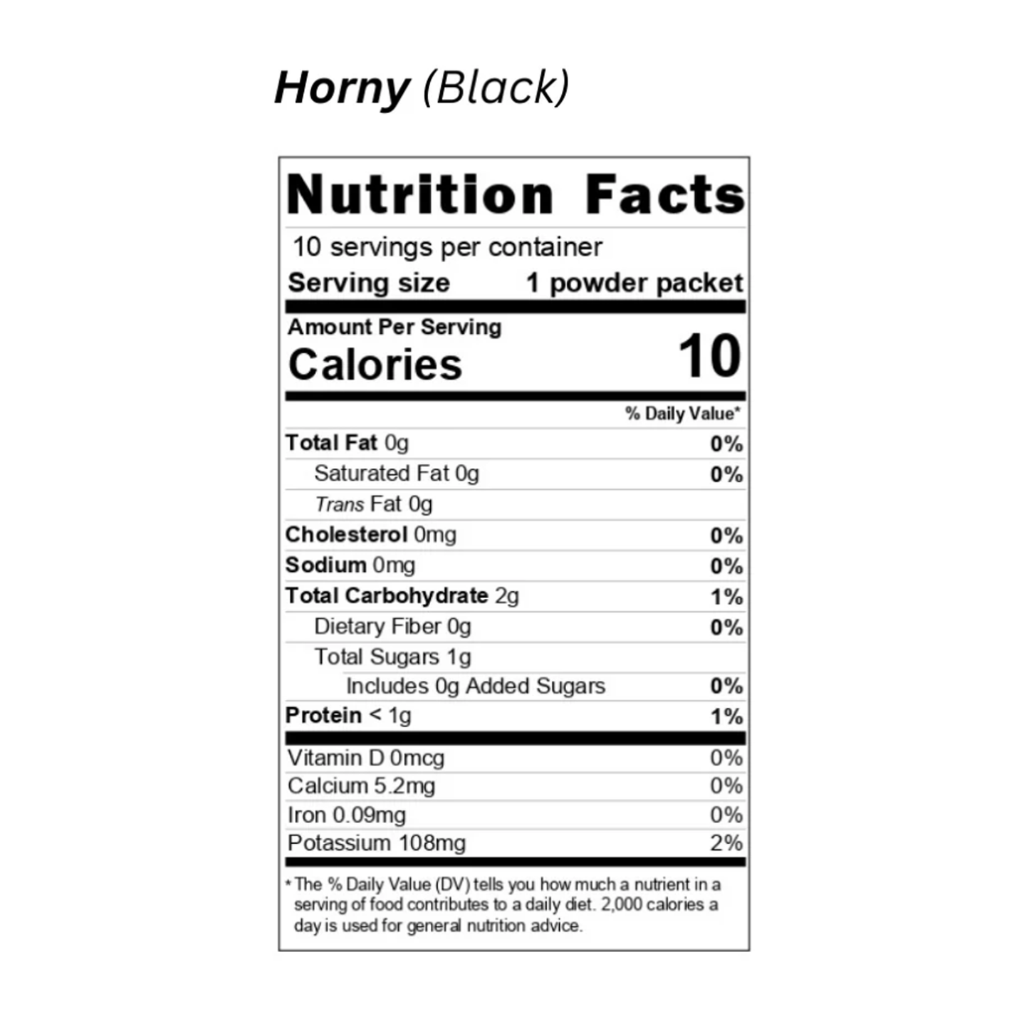 Nutrition facts of Horny Black Coffee – no cream or sugar (5 in 1)