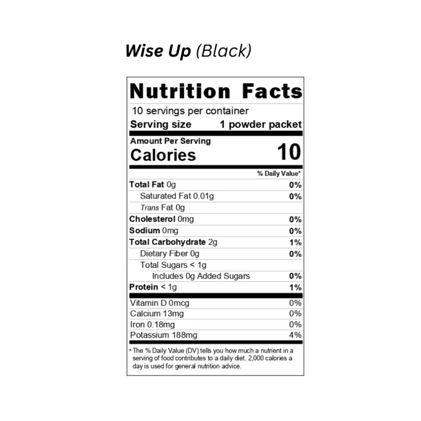 Nutrition Facts of Wise Up Black Coffee - no cream or sugar (6 in 1)
